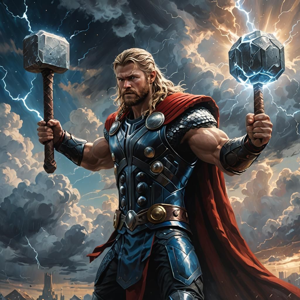 Thor Prepares to Throw His Hammer