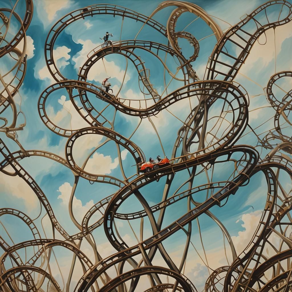 Surreal Rollercoaster in Dali Style on Canvas