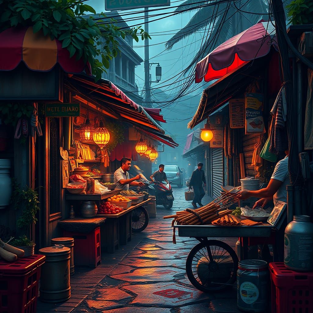 Puerto Rican Street Food: Detailed Matte Painting