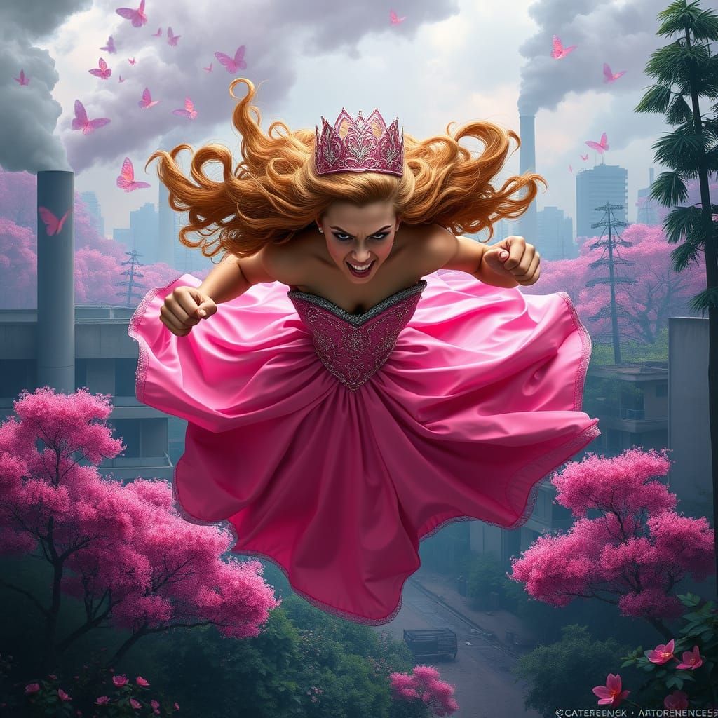 Enraged Princess Defies Desolate Urban Wasteland