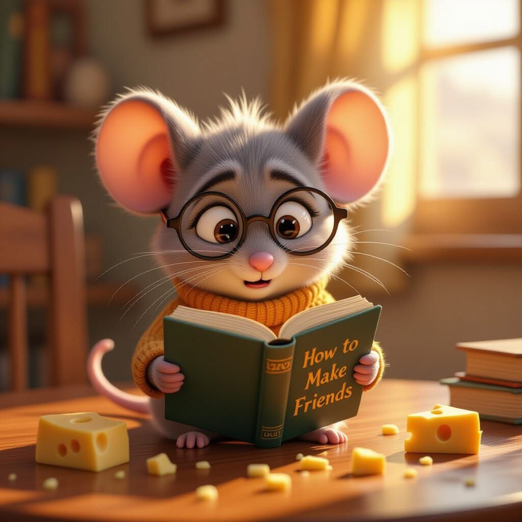 Mouse Reads Friendship Book, Pixar Style