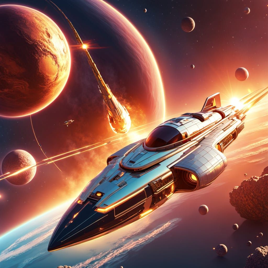 Luxurious Space Yacht Speeds Over Alien Planet