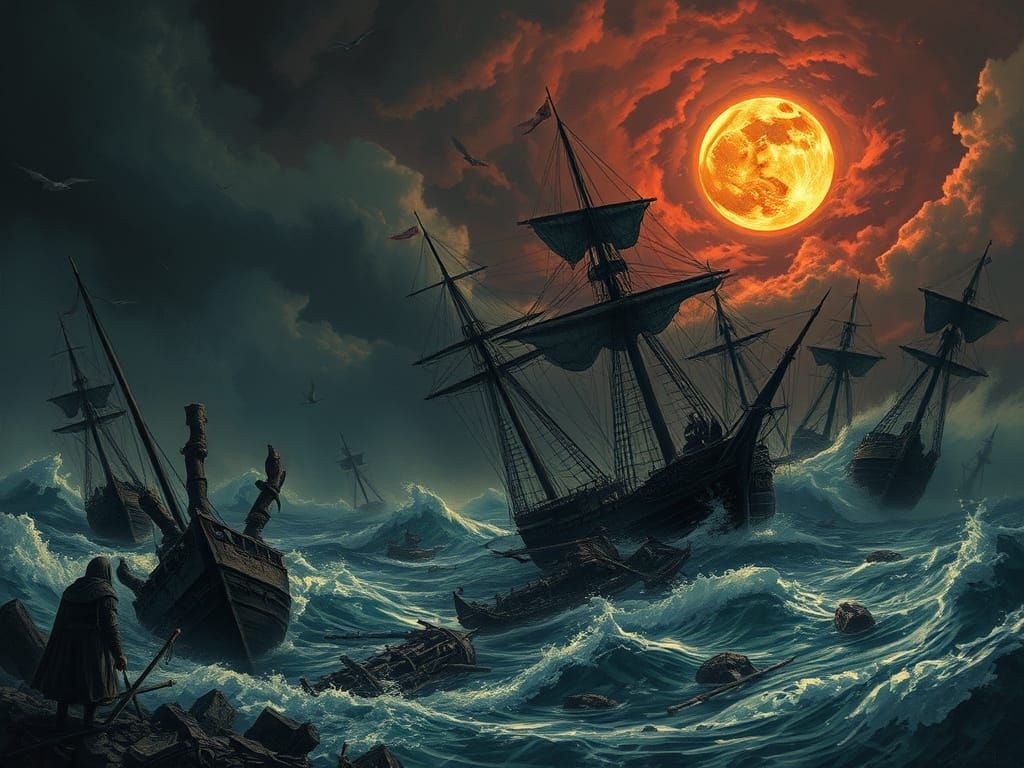 Spanish Armada's Descent into Darkened Waters
