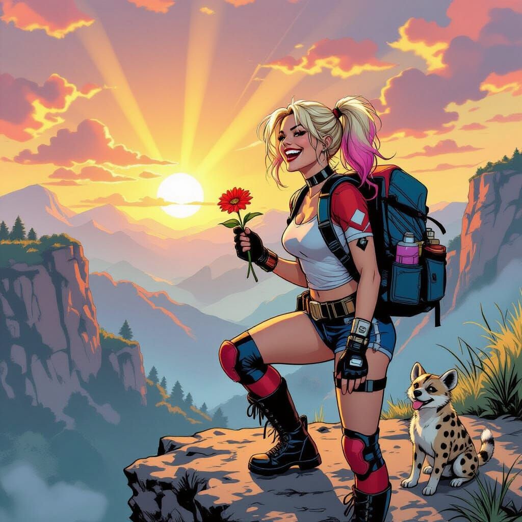 Harley Quinn Sunrise Hike, Comic Book Art