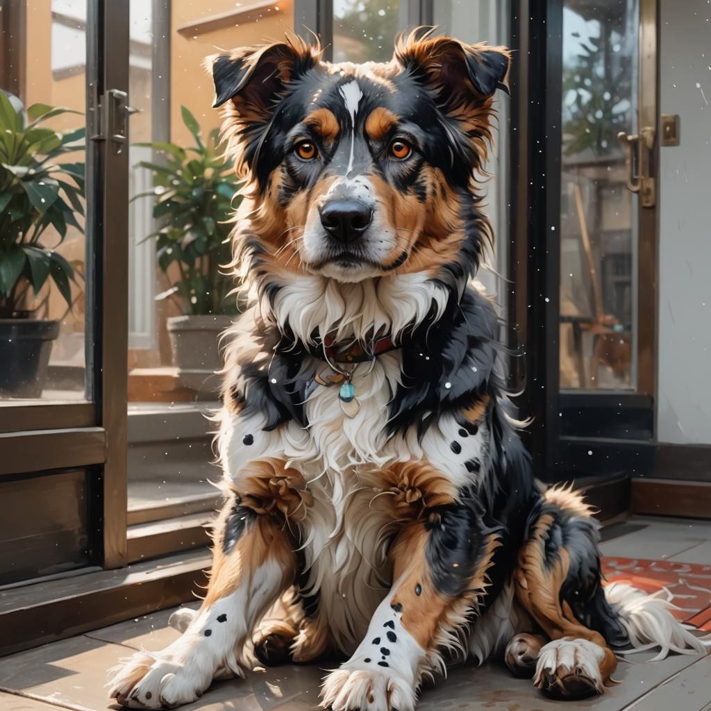 Mutt Dog Portrait with Dynamic Lighting