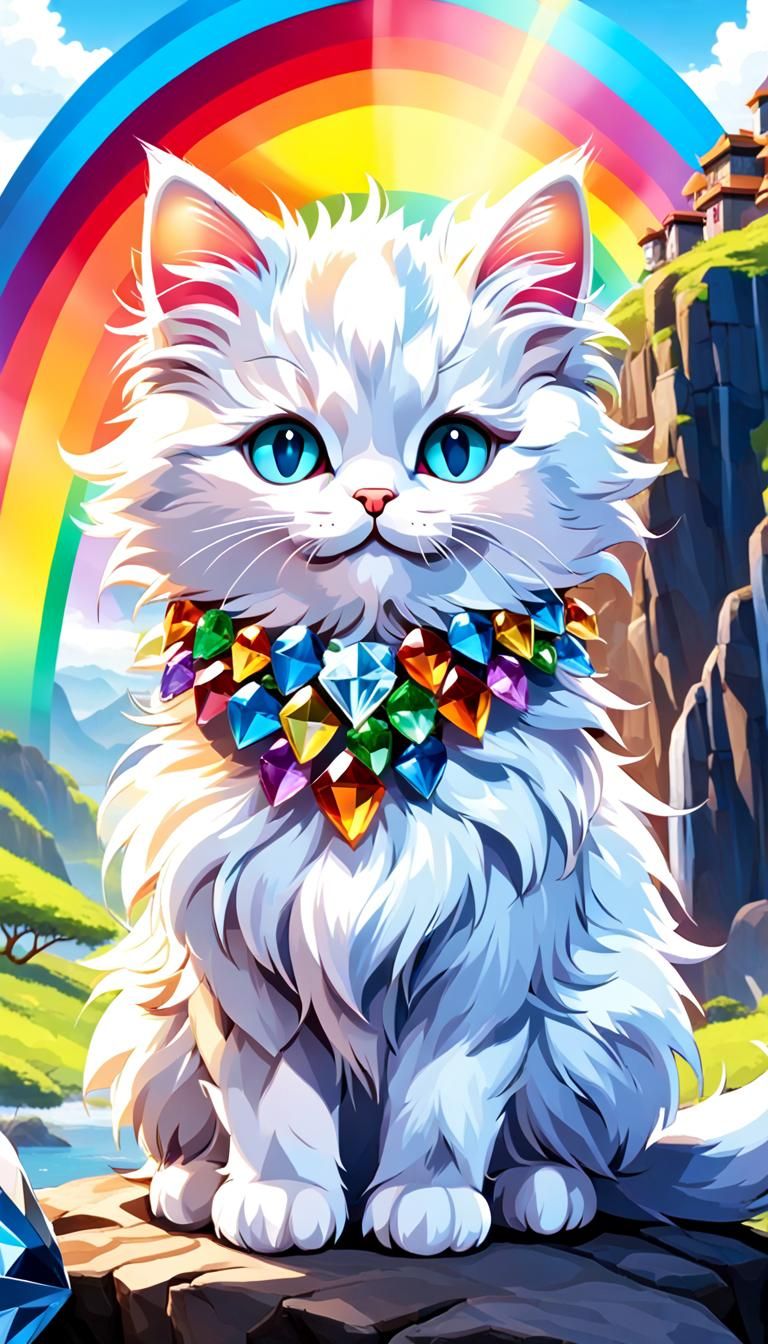 Rainbow Gem Kitten and Impossible Cliffside House