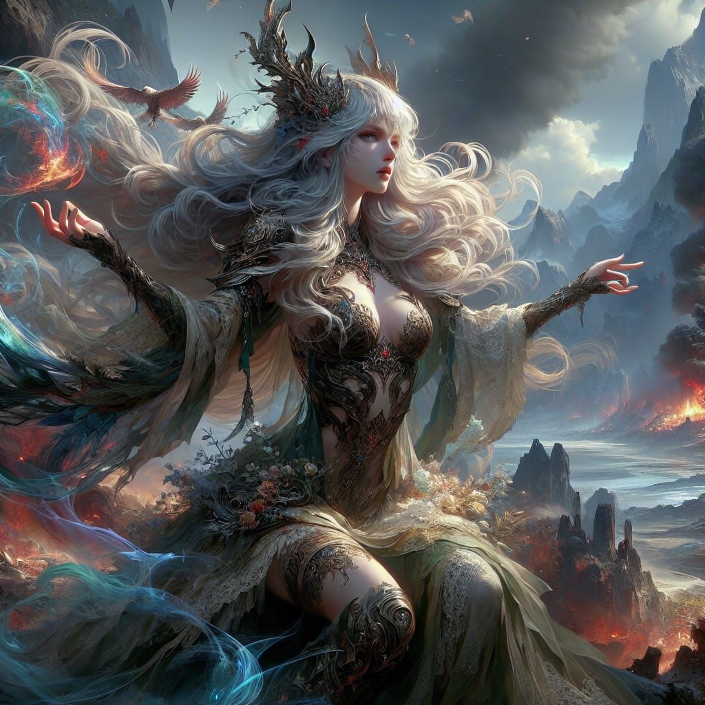 Morrigan: Irish Goddess of War in Fantasy Art Style