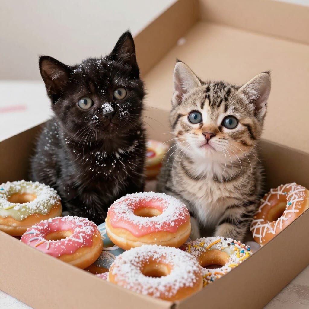 Kittens Play in a Sweet Donut Wonderland