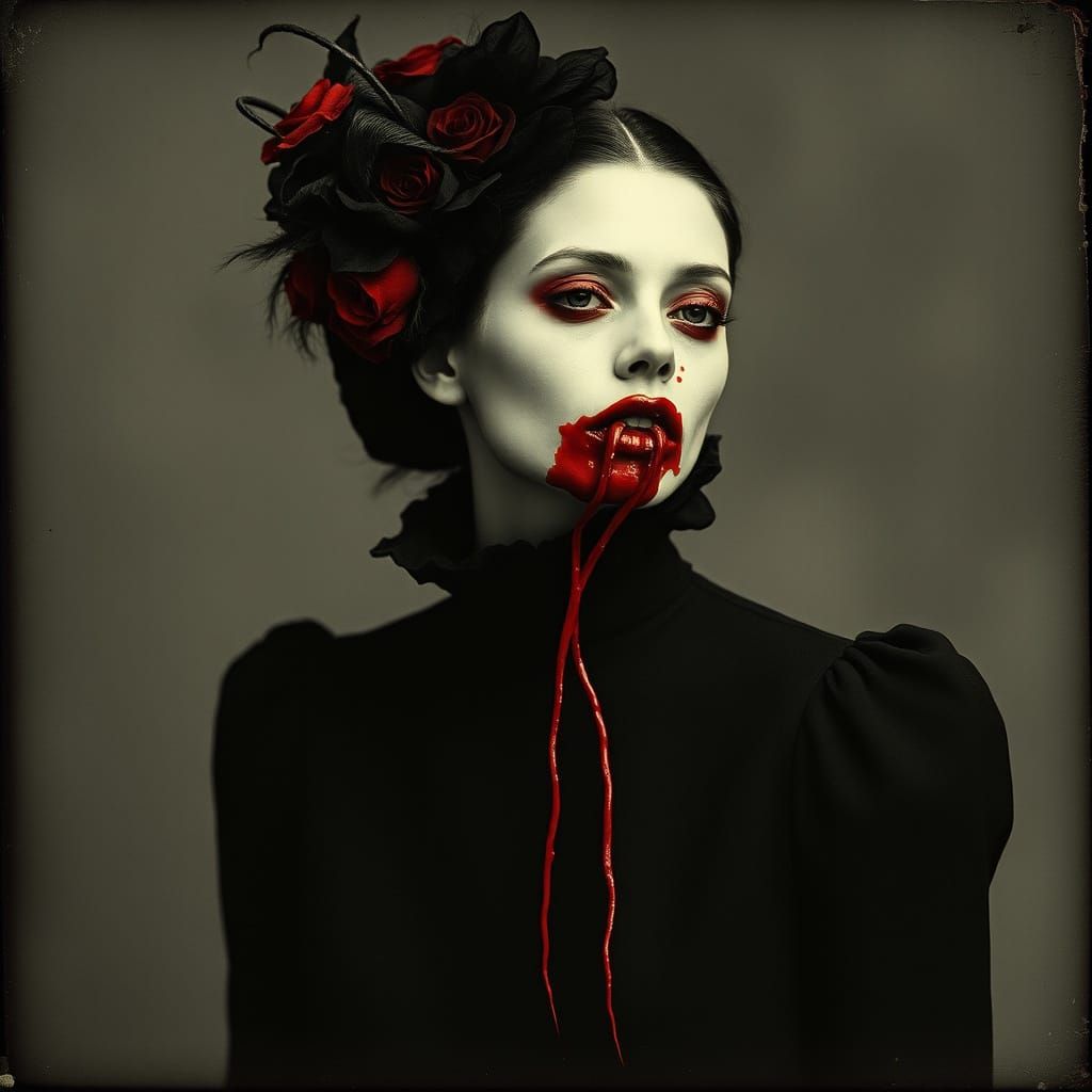 Eerie Haute Couture Fashion Editorial in Red Hues