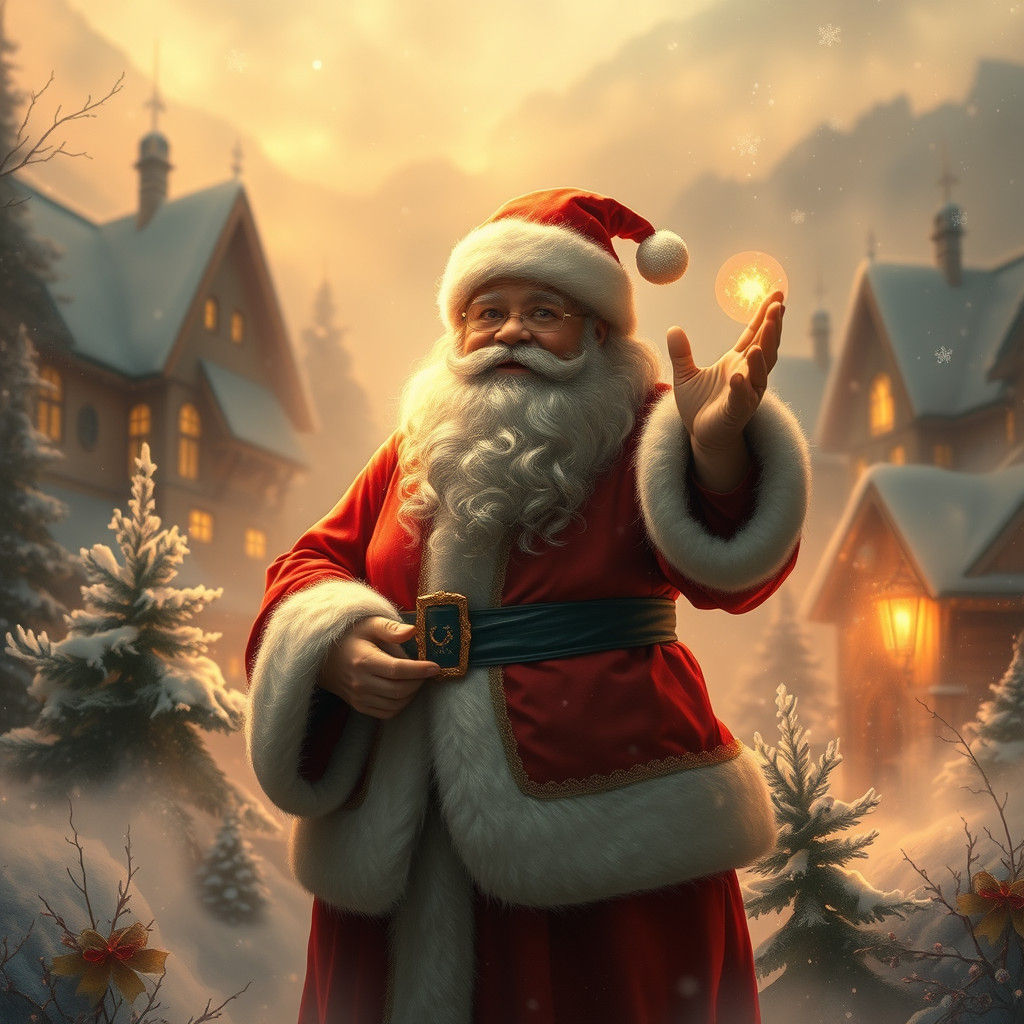 Ethereal Santa Claus in Mystical Wonderland