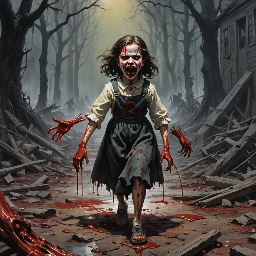 Girl Crying Blood in Sinister, Bloody Demonic Scene