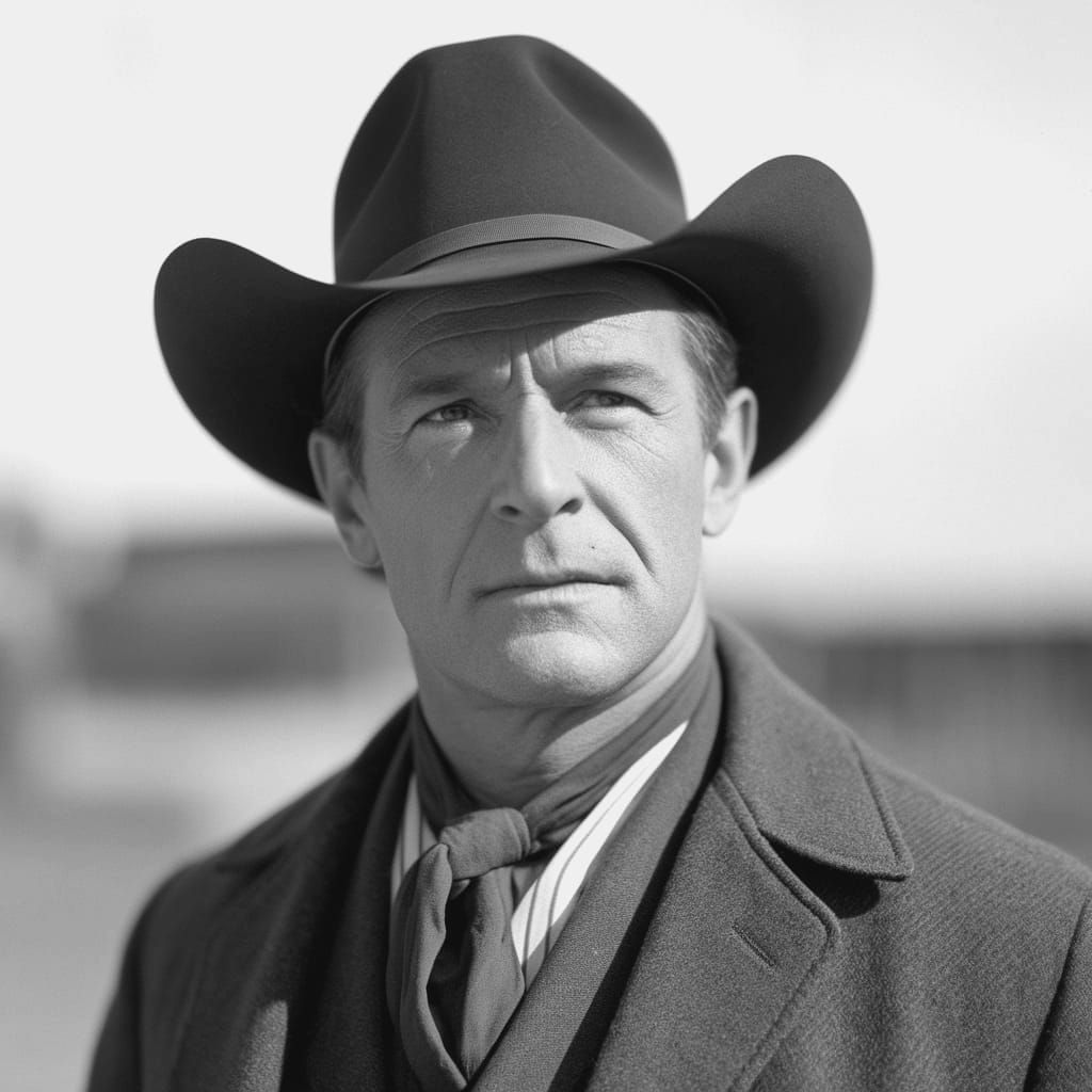 Stoic Western Icon Captured in Monochromatic Grandeur