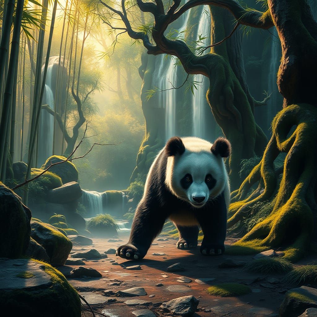 Panda in Sichuan Nature Reserve: Matte Painting
