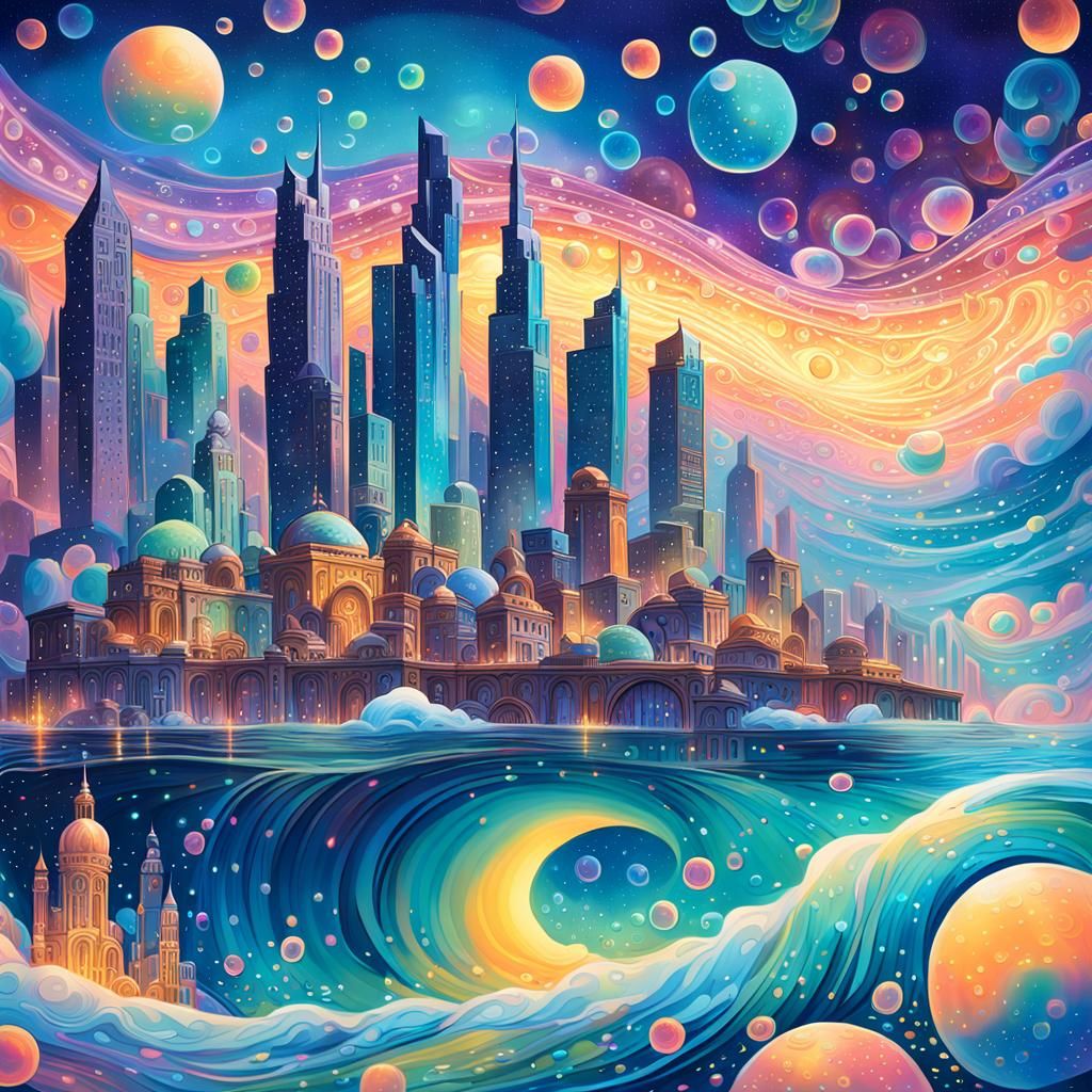 Cosmic City Rises from Sea, Holographic Art