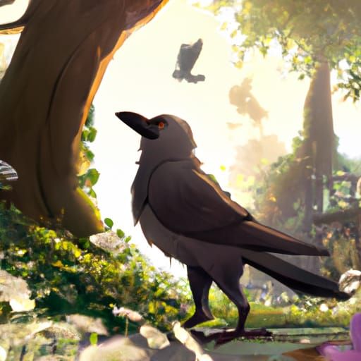 Crow in Garden, Studio Ghibli Anime Visual