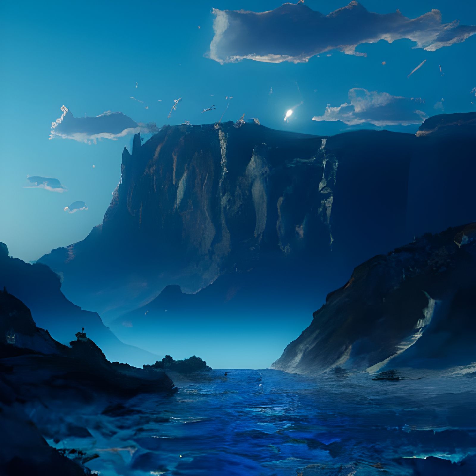 Creepy Vintage Photo of Mountains in Post-Apocalyptic Style