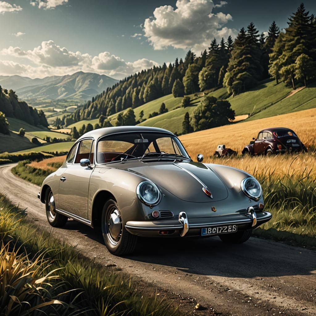 Porsche 356 in Hyperrealistic Digital Art Style