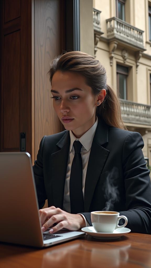 Real Estate Agent in Modern Office, Digital Matte Painting