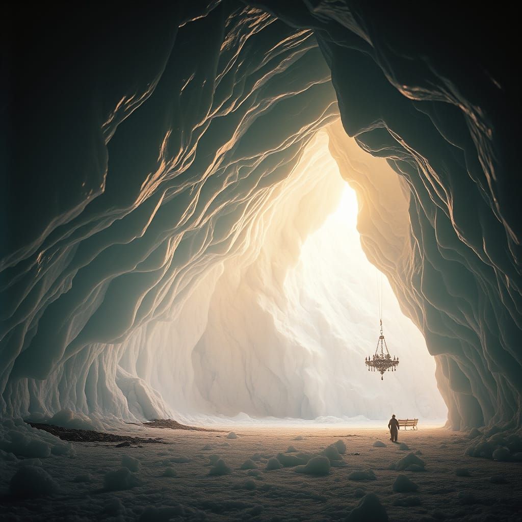 Ethereal Ice Cave Captured in Cinematic Splendor
