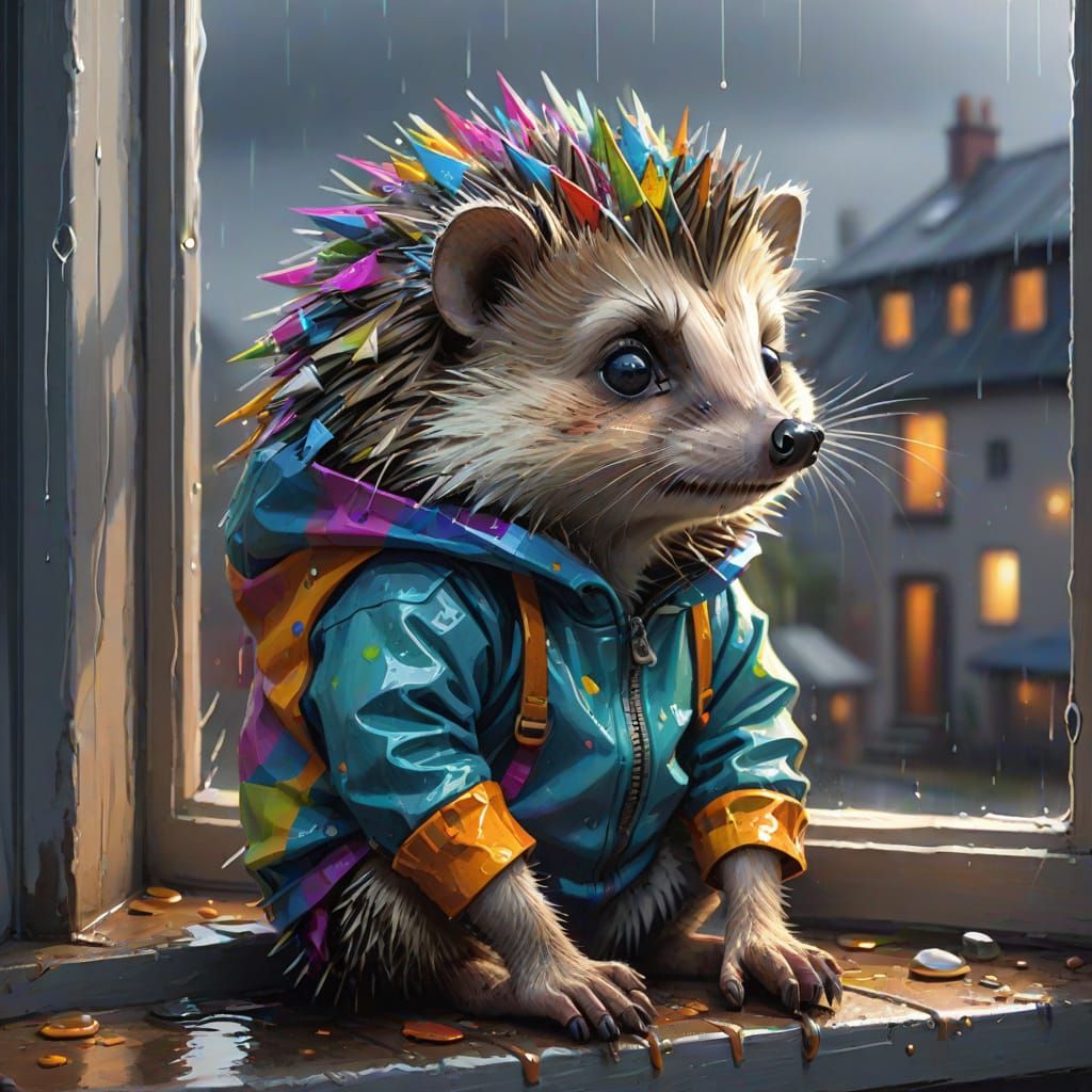 Hedgehog in Cat Costume Splash Art