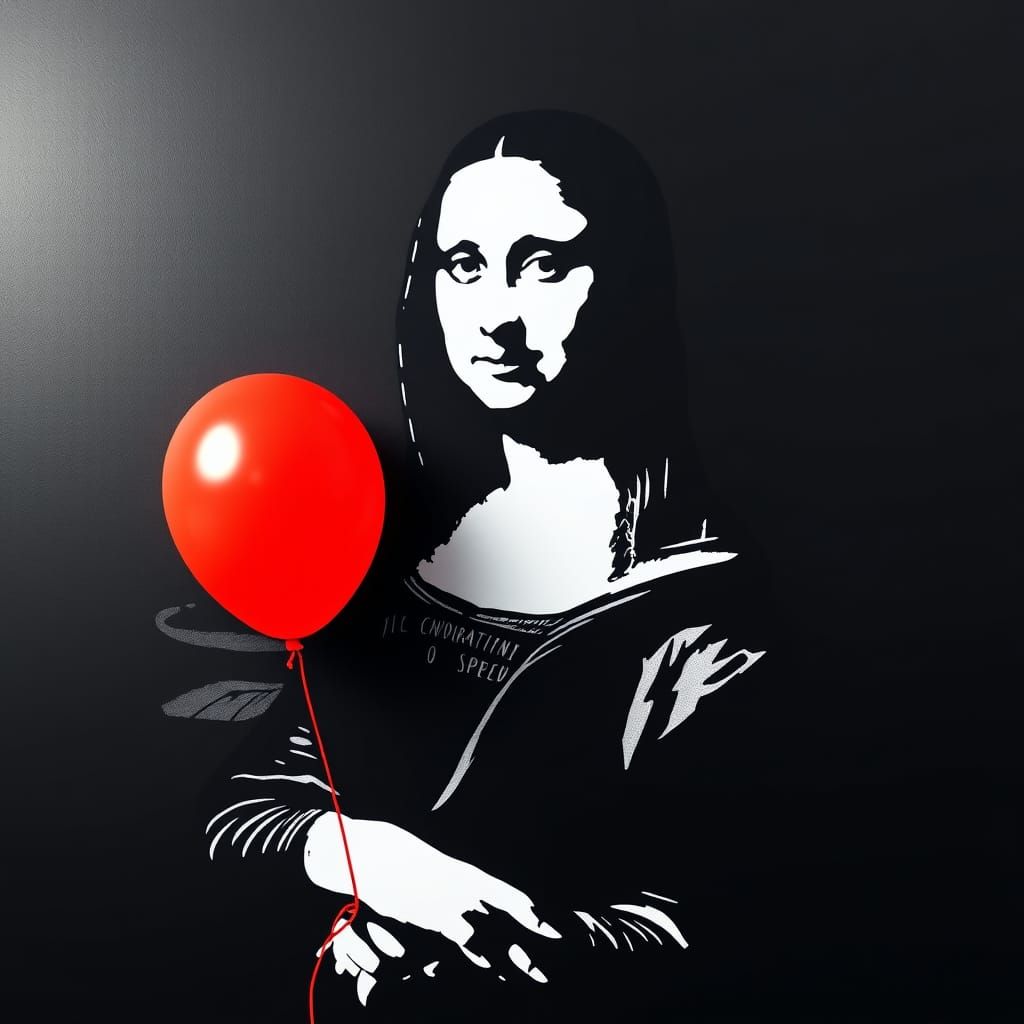 Mona Lisa as Stencil Art Piece in Bold Black and White