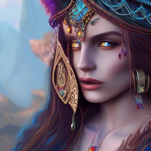 Detailed Matte Painting of a Gypsy Woman