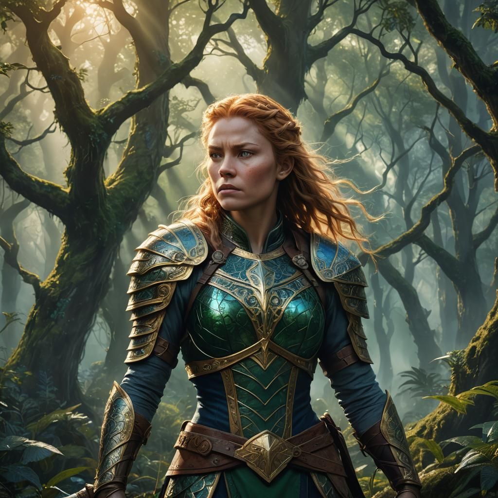 Thundra: Warrior in Mystical Forest Concept Art