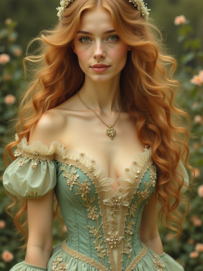 Elegant Victorian Lady in Art Nouveau Style