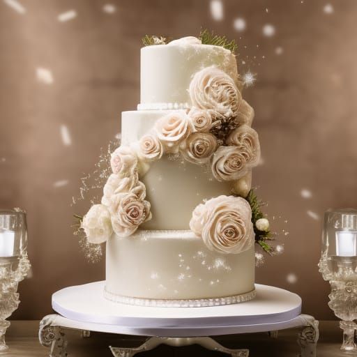 Romantic White Rose Wedding Cake with Sparks