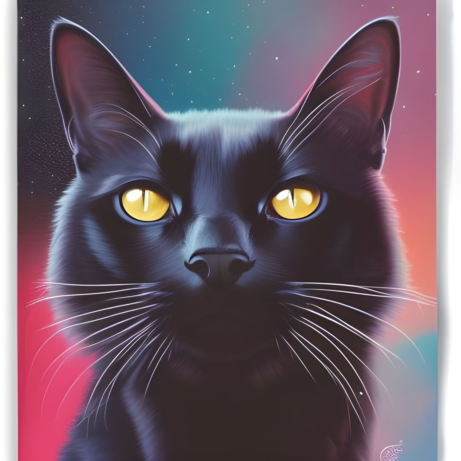 Elegant Black Cat in Surrealist Style