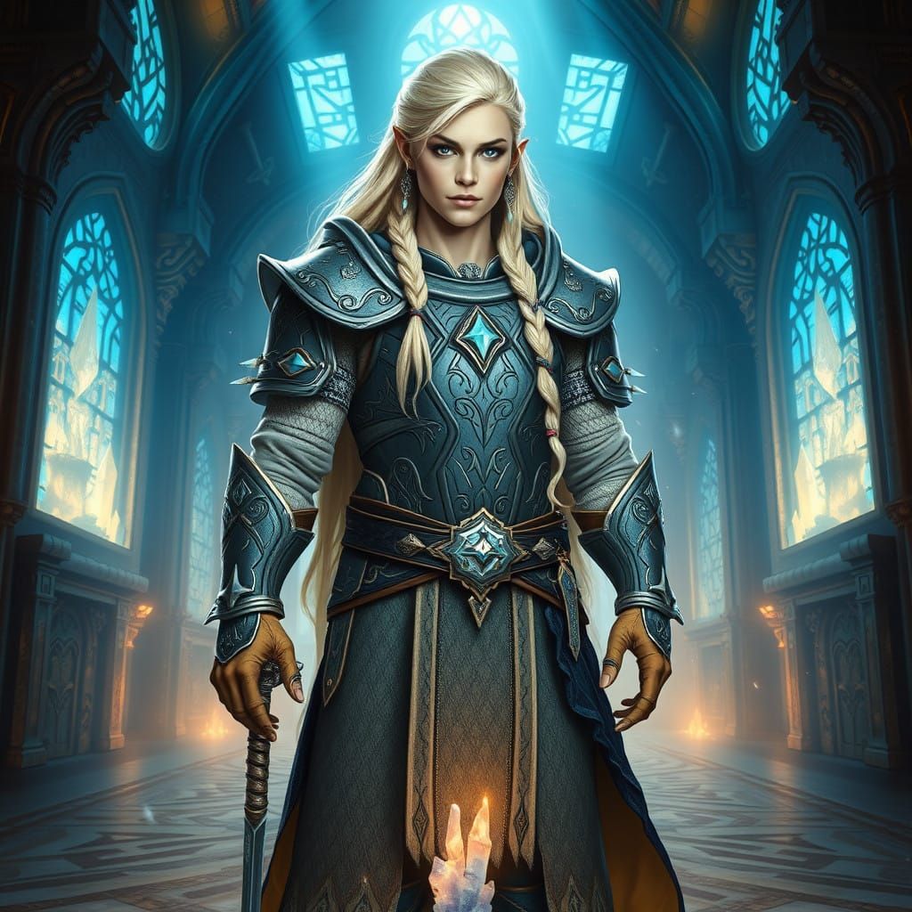 Elegant Hybrid Norleid Warrior in Crystal Chamber