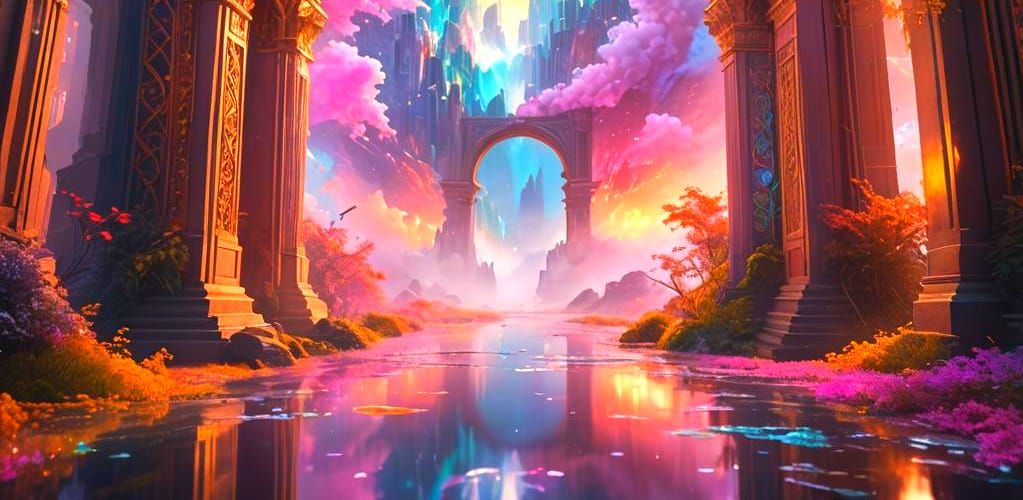 Colorful Rainbow Pattern in Fantasy Concept Art