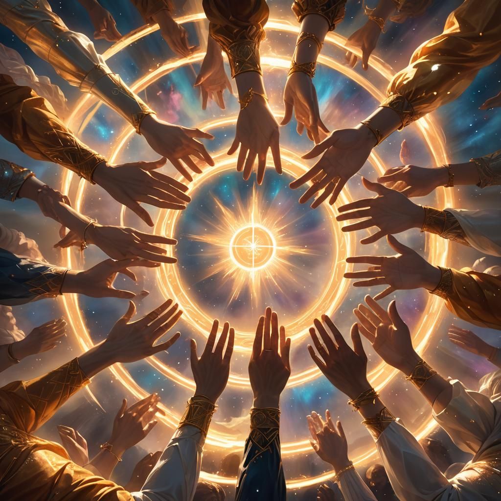 Celestial Fantasy Art: Demigods United in Light