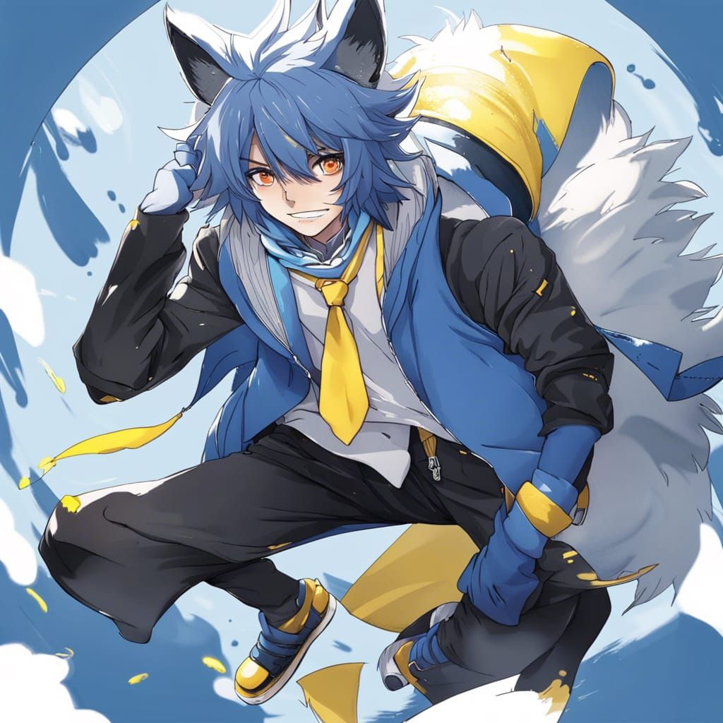 Anime Style Wolf Suit Character Portrait