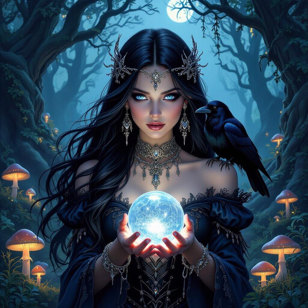 Enchanted Gothic Fairy in Moonlight Forest