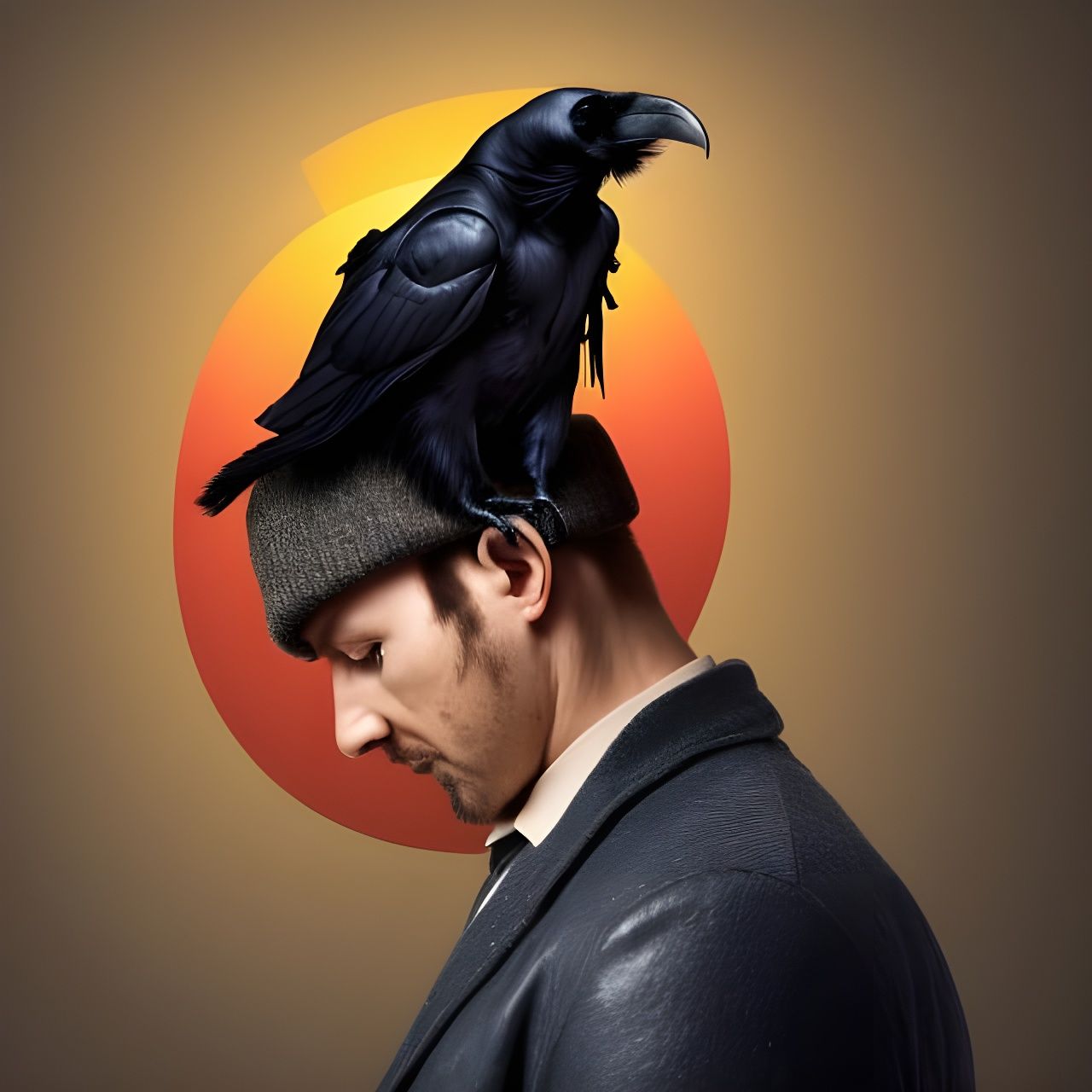 Raven-Headed Man with Divine Powers: Realistic Digital Art