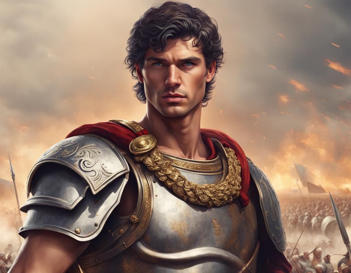 Roman General Leading Troops on Battlefield