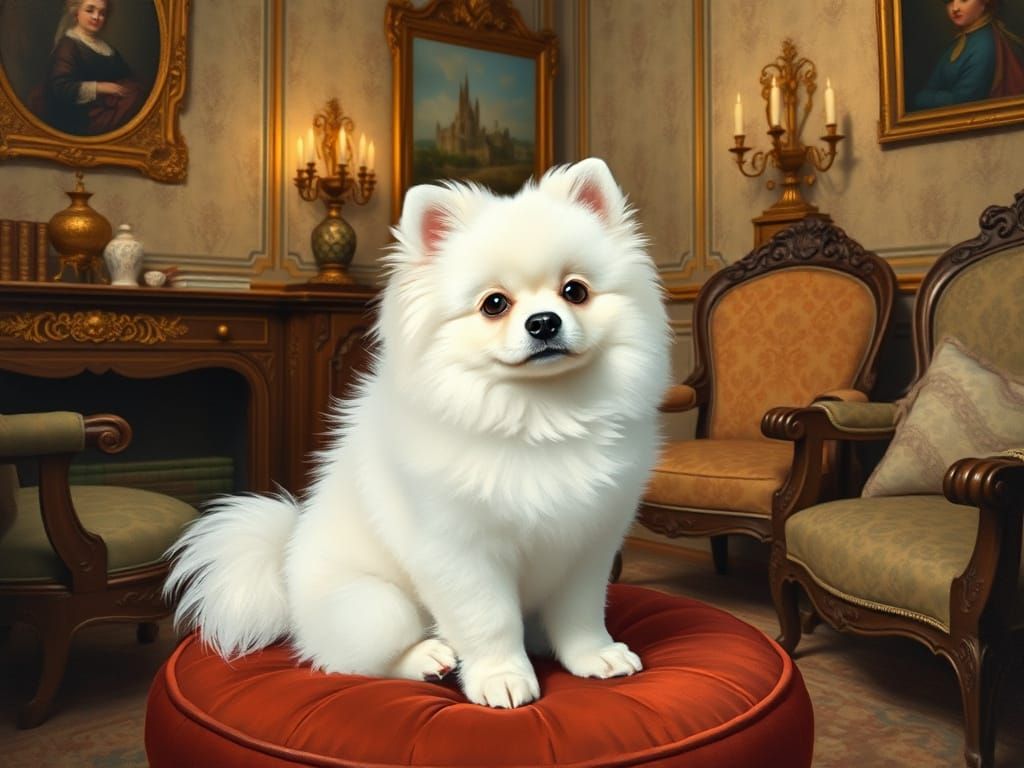 Victorian Pomeranian in Impressionist Splendor