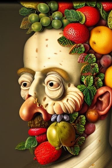 Fruit Man Portrait in Mannerist Style