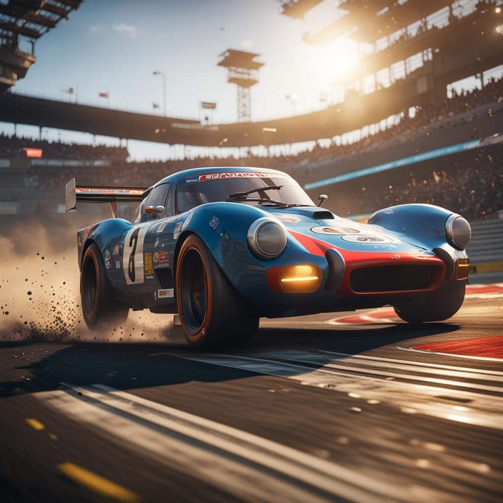 Racing Car in 3D Game Style, 8K Resolution