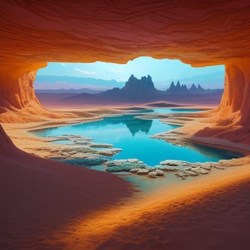 Epic Desert Oasis of Shimmering Crystals