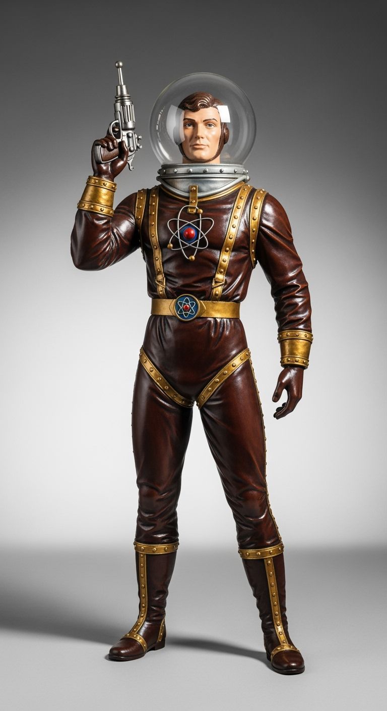 Vintage Sci-Fi Sculpture of Space Pilot Prince in Art Deco S...