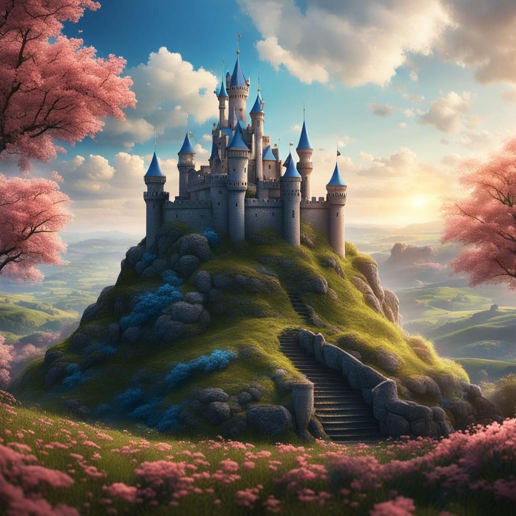 Fantasy Castle on Hill: Digital Matte Painting