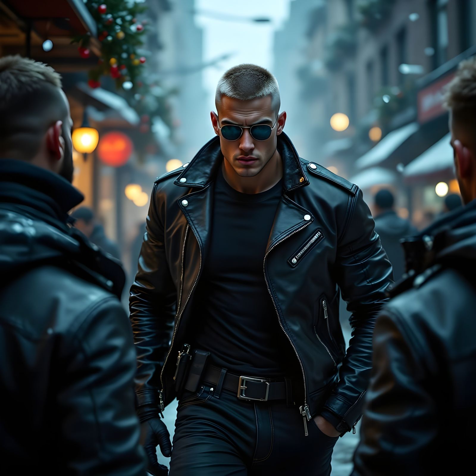 Epic Cinematic Police Officer in Mirrored Sunglasses