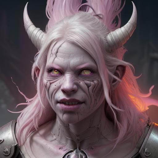 Hyperdetailed Half-Orc in Dark Fantasy Style