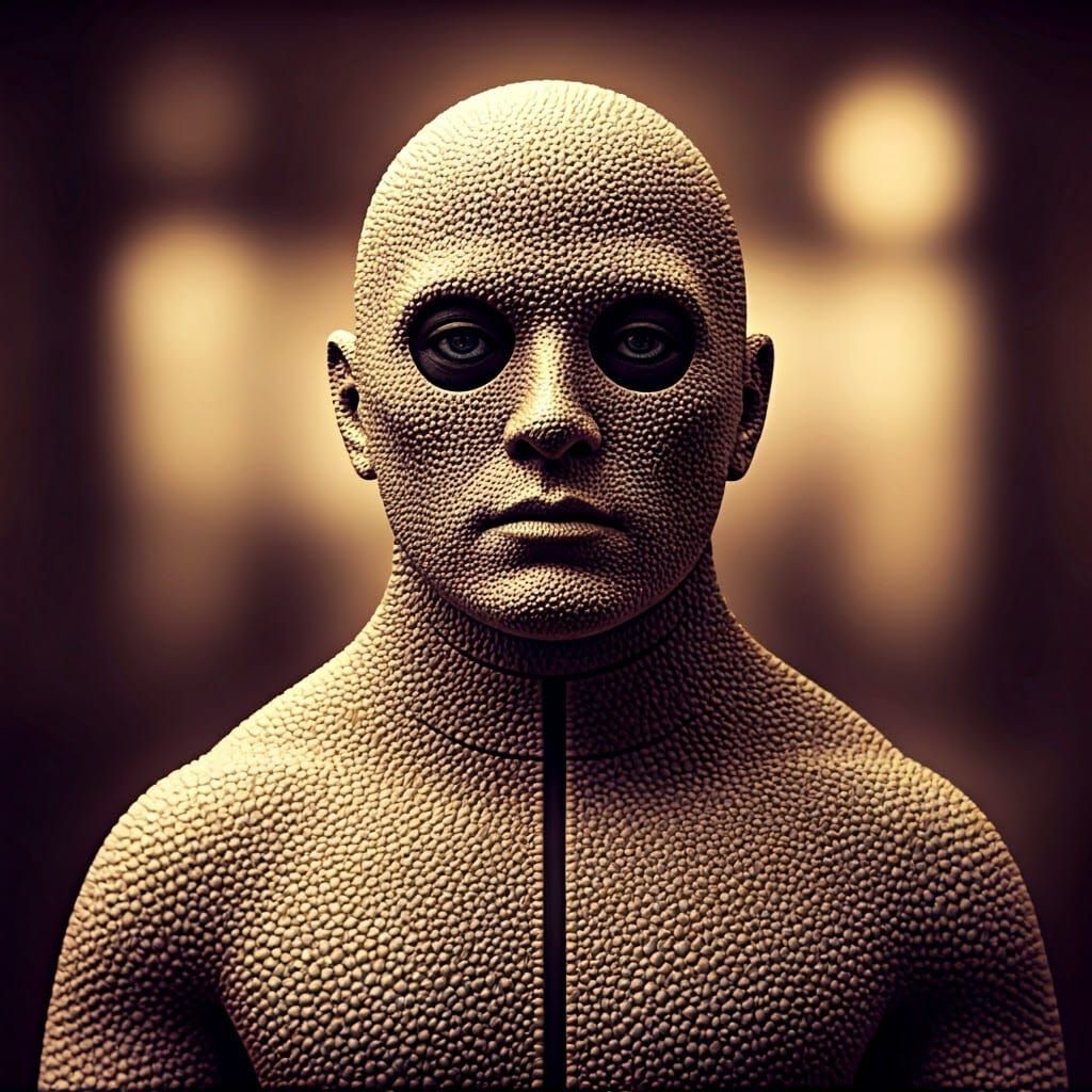 Particle Man in Pointillism Style