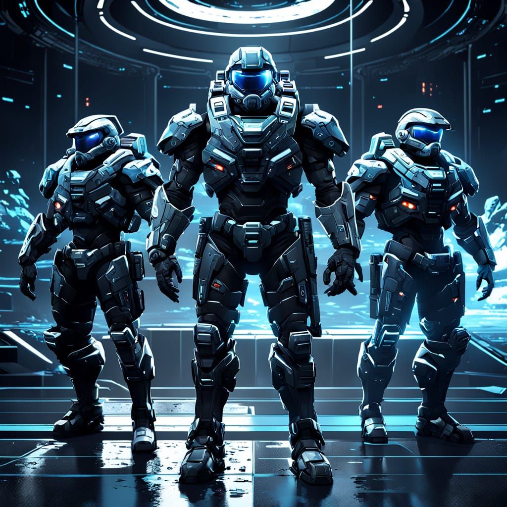 Halo UNSC Marines in Futuristic Armor Concept Art