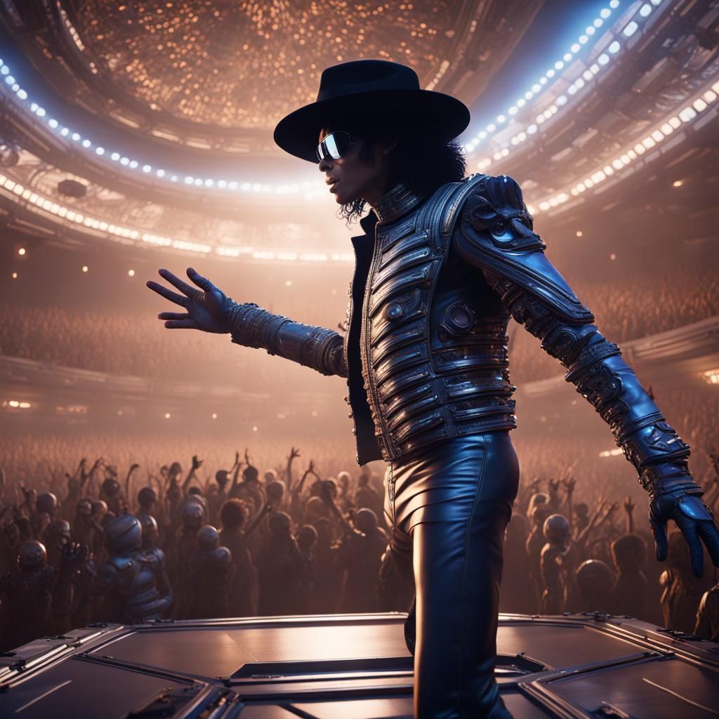 Michael Jackson in Alien Spaceship Concert, Digital Art