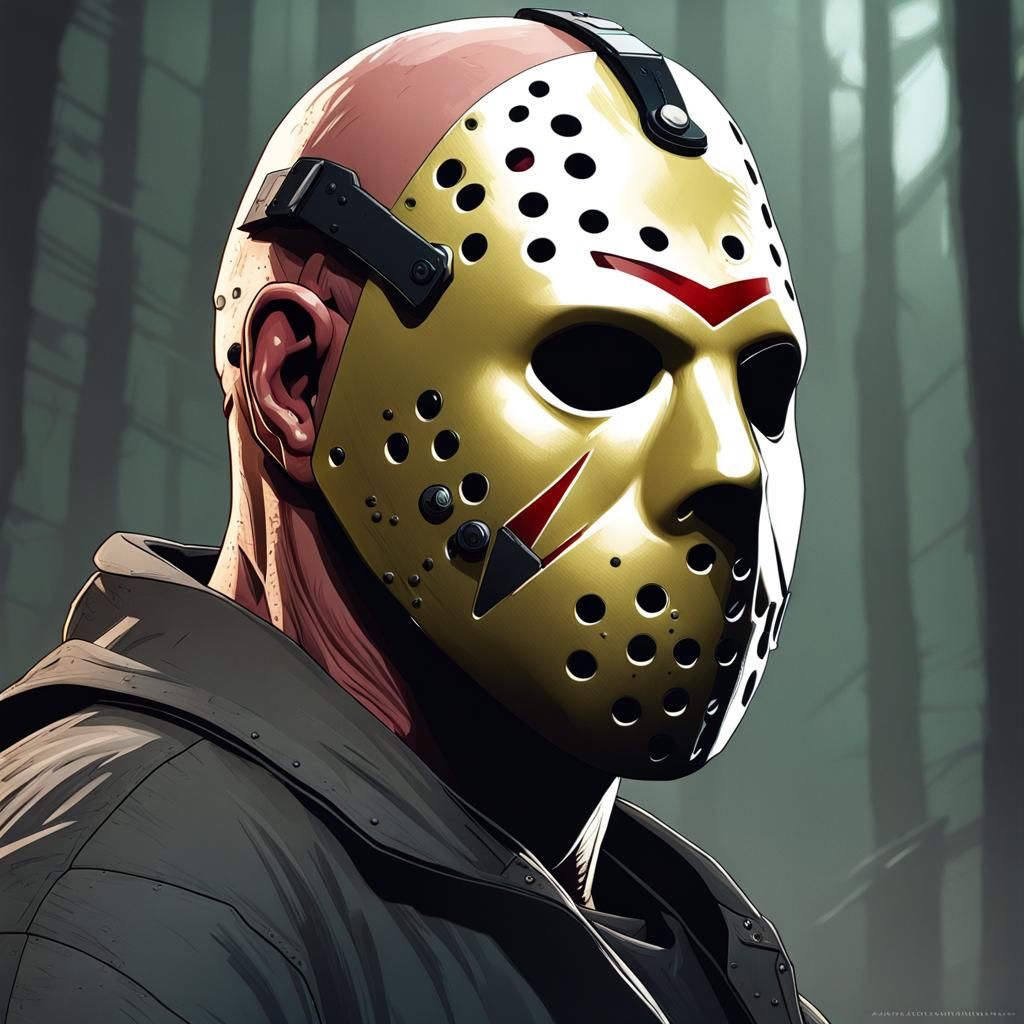 Jason Voorhees Portrait in Hyperdetailed Style