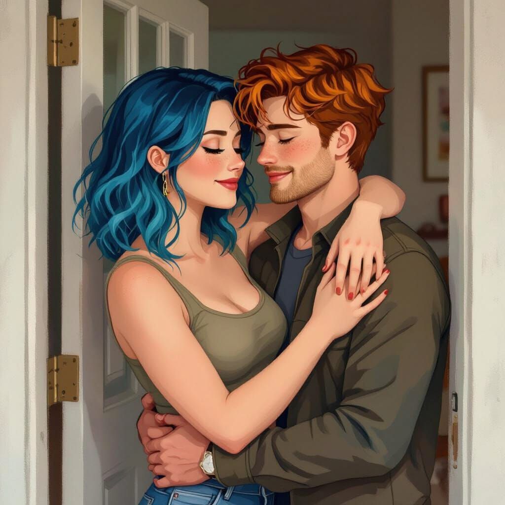 Romantic Threshold Scene in Whimsical Digital Art